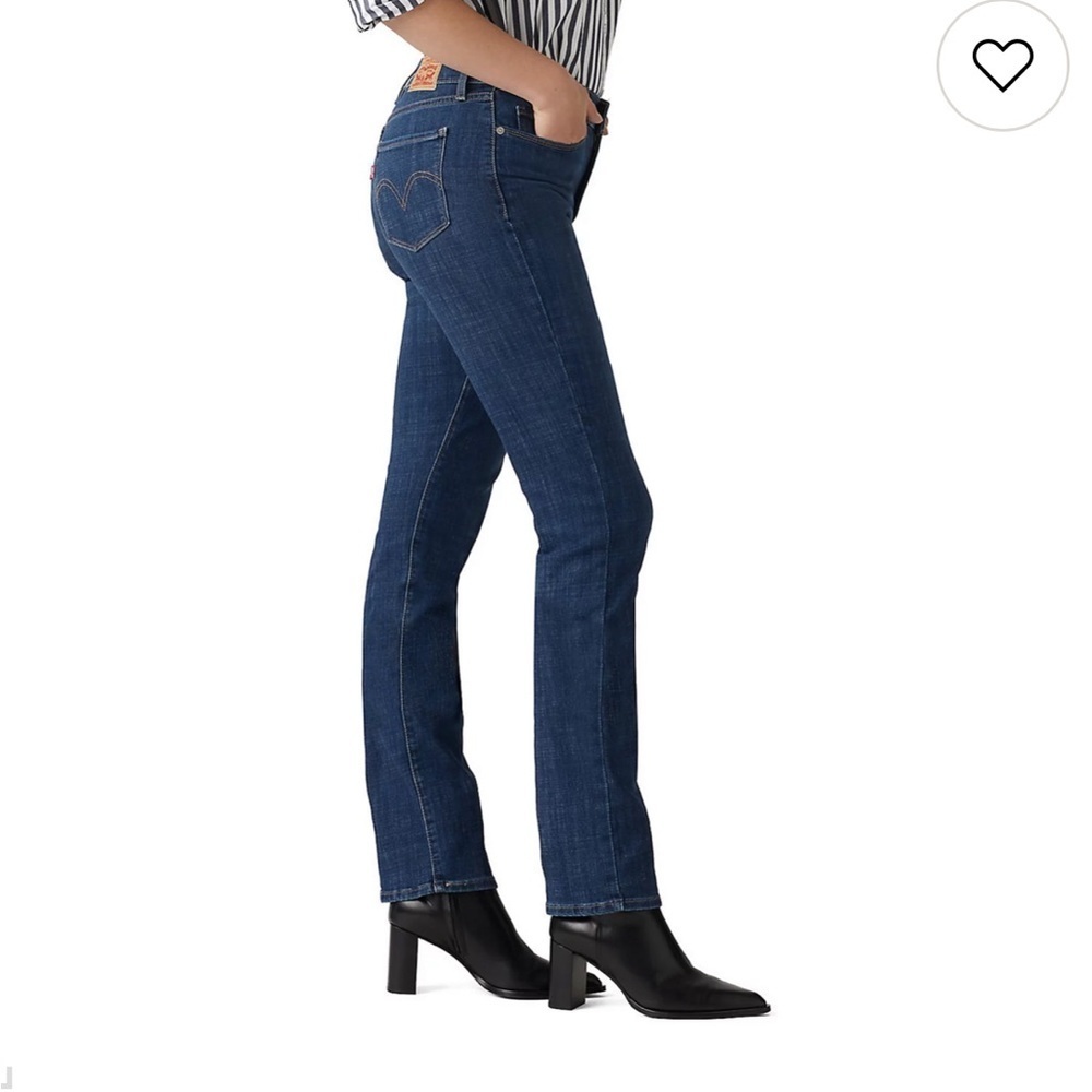 LEVI woman classic fit 5 pocket straight leg blue jeans - Picture 2 of 5